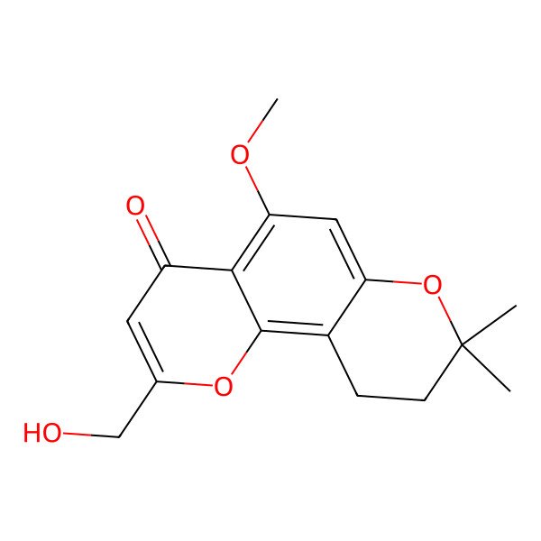 2D Structure of 2-(Hydroxymethyl)-5-methoxy-8,8-dimethyl-9,10-dihydropyrano[2,3-h]chromen-4-one