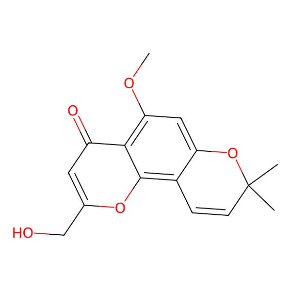 2D Structure of 2-(Hydroxymethyl)-5-methoxy-8,8-dimethylpyrano[2,3-h]chromen-4-one
