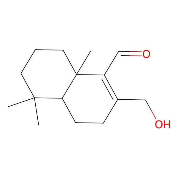 2D Structure of 2-(Hydroxymethyl)-5,5,8a-trimethyl-3,4,4a,6,7,8-hexahydronaphthalene-1-carbaldehyde