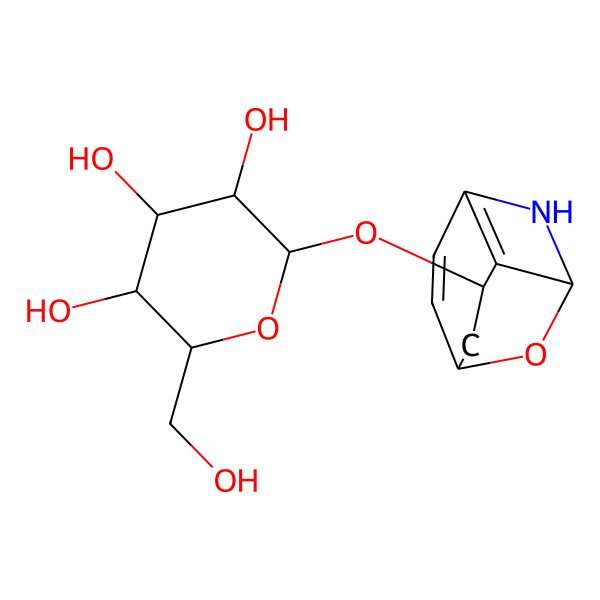 2D Structure of 2-(Hydroxymethyl)-6-(10-oxa-2-azatricyclo[4.3.1.03,9]deca-3(9),4-dien-8-yloxy)oxane-3,4,5-triol