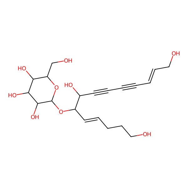 2D Structure of 2-(Hydroxymethyl)-6-(1,7,14-trihydroxytetradeca-4,12-dien-8,10-diyn-6-yloxy)oxane-3,4,5-triol