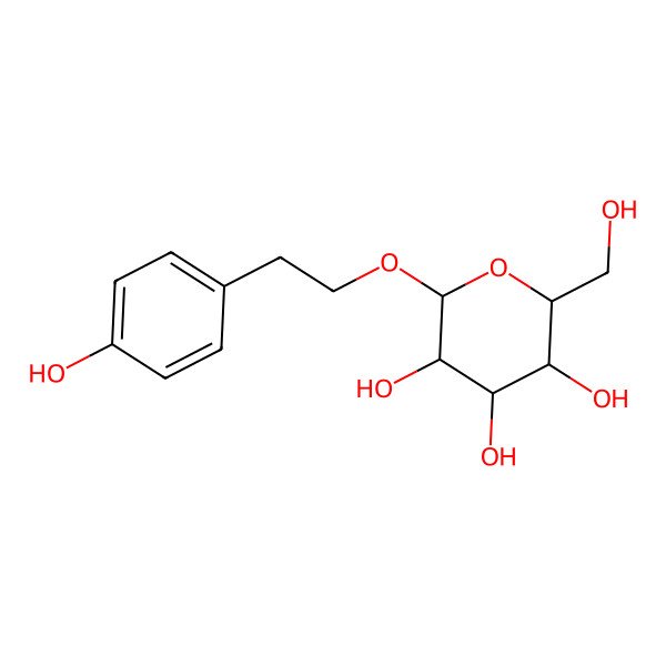 2D Structure of 2-(Hydroxymethyl)-6-[2-(4-hydroxyphenyl)ethoxy]oxane-3,4,5-triol