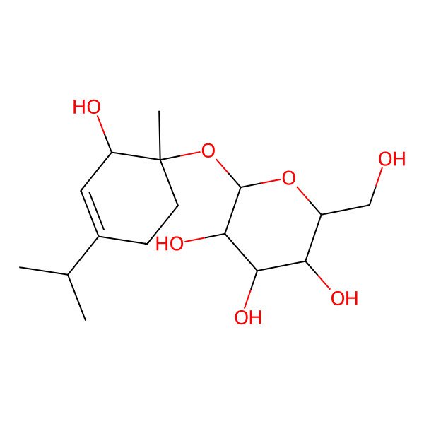 2D Structure of 2-(Hydroxymethyl)-6-(2-hydroxy-1-methyl-4-propan-2-ylcyclohex-3-en-1-yl)oxyoxane-3,4,5-triol