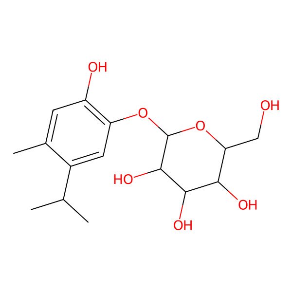 2D Structure of 2-(Hydroxymethyl)-6-(2-hydroxy-4-methyl-5-propan-2-ylphenoxy)oxane-3,4,5-triol