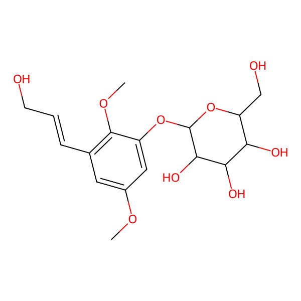 2D Structure of 2-(Hydroxymethyl)-6-[3-(3-hydroxyprop-1-enyl)-2,5-dimethoxyphenoxy]oxane-3,4,5-triol