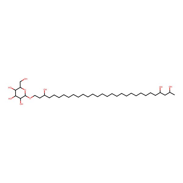 2D Structure of 2-(Hydroxymethyl)-6-(3,27,29-trihydroxytriacontoxy)oxane-3,4,5-triol