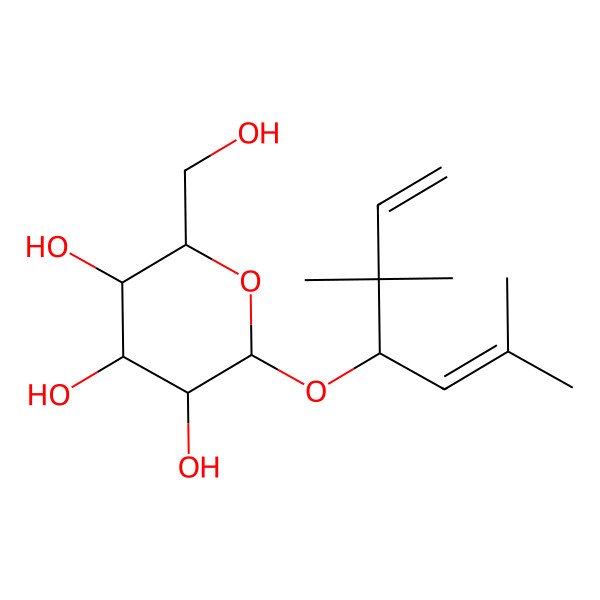 2D Structure of 2-(Hydroxymethyl)-6-(3,3,6-trimethylhepta-1,5-dien-4-yloxy)oxane-3,4,5-triol