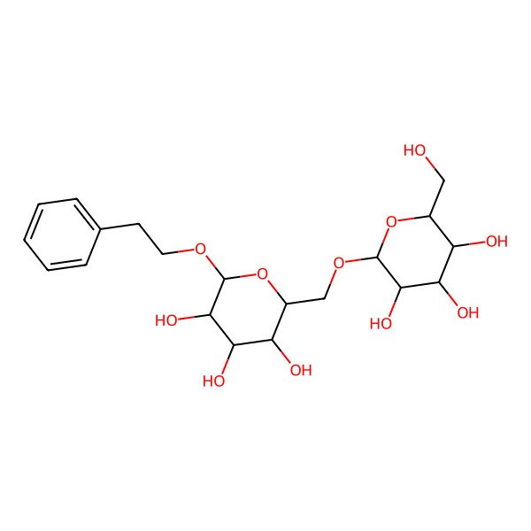2D Structure of 2-(Hydroxymethyl)-6-[[3,4,5-trihydroxy-6-(2-phenylethoxy)oxan-2-yl]methoxy]oxane-3,4,5-triol