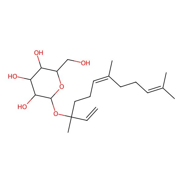 2D Structure of 2-(Hydroxymethyl)-6-(3,7,11-trimethyldodeca-1,6,10-trien-3-yloxy)oxane-3,4,5-triol
