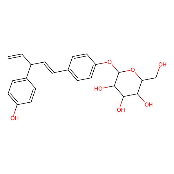 2D Structure of 2-(Hydroxymethyl)-6-[4-[3-(4-hydroxyphenyl)penta-1,4-dienyl]phenoxy]oxane-3,4,5-triol