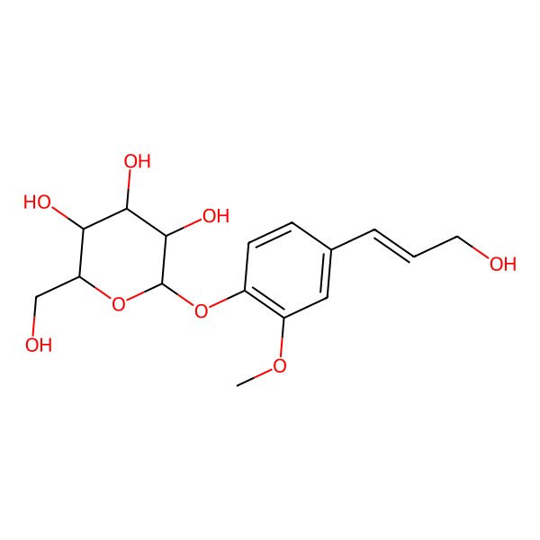 2D Structure of 2-(Hydroxymethyl)-6-[4-(3-hydroxyprop-1-enyl)-2-methoxyphenoxy]oxane-3,4,5-triol