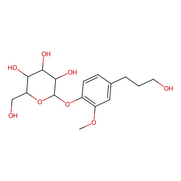 2D Structure of 2-(Hydroxymethyl)-6-[4-(3-hydroxypropyl)-2-methoxyphenoxy]oxane-3,4,5-triol
