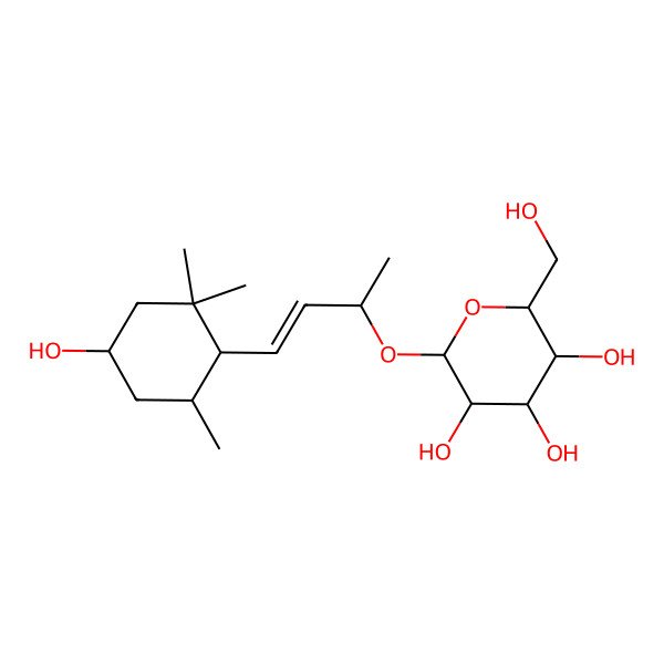 2D Structure of 2-(Hydroxymethyl)-6-[4-(4-hydroxy-2,2,6-trimethylcyclohexyl)but-3-en-2-yloxy]oxane-3,4,5-triol