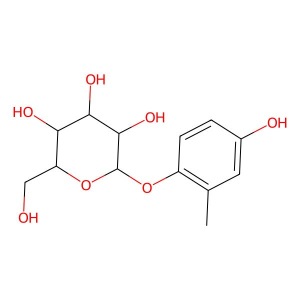 2D Structure of 2-(Hydroxymethyl)-6-(4-hydroxy-2-methylphenoxy)oxane-3,4,5-triol