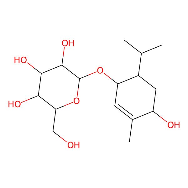 2D Structure of 2-(Hydroxymethyl)-6-(4-hydroxy-3-methyl-6-propan-2-ylcyclohex-2-en-1-yl)oxyoxane-3,4,5-triol