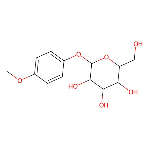 2D Structure of 2-(Hydroxymethyl)-6-(4-methoxyphenoxy)tetrahydropyran-3,4,5-triol
