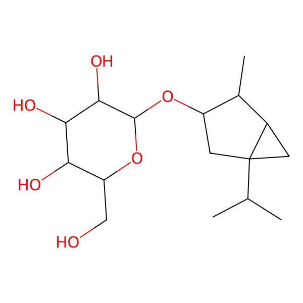 2D Structure of 2-(Hydroxymethyl)-6-[(4-methyl-1-propan-2-yl-3-bicyclo[3.1.0]hexanyl)oxy]oxane-3,4,5-triol