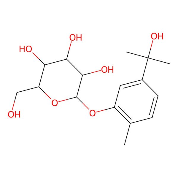 2D Structure of 2-(Hydroxymethyl)-6-[5-(2-hydroxypropan-2-yl)-2-methylphenoxy]oxane-3,4,5-triol