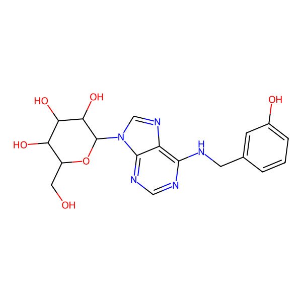 2D Structure of 2-(Hydroxymethyl)-6-[6-[(3-hydroxyphenyl)methylamino]purin-9-yl]oxane-3,4,5-triol