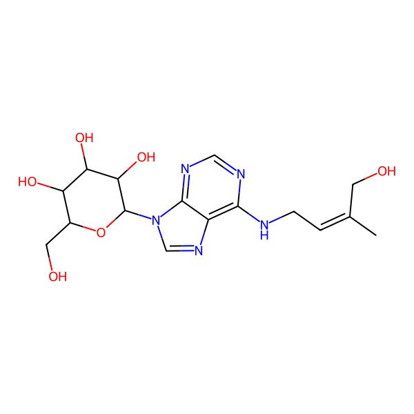 2D Structure of 2-(Hydroxymethyl)-6-[6-[(4-hydroxy-3-methylbut-2-enyl)amino]purin-9-yl]oxane-3,4,5-triol