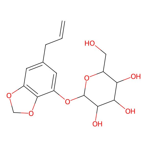2D Structure of 2-(Hydroxymethyl)-6-[(6-prop-2-enyl-1,3-benzodioxol-4-yl)oxy]oxane-3,4,5-triol