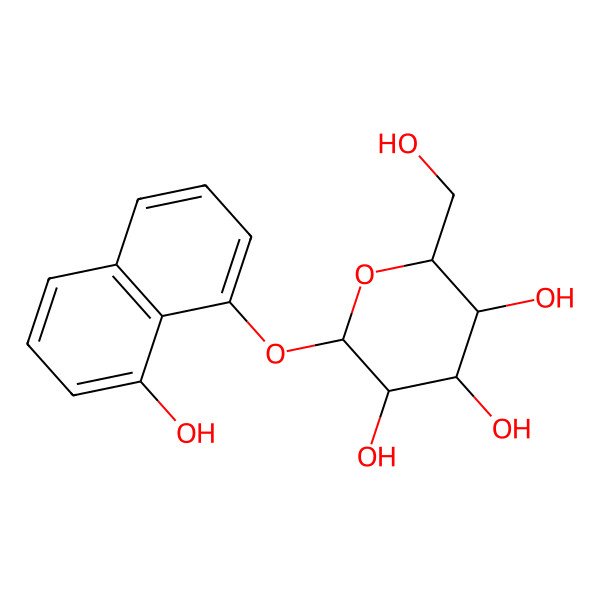 2D Structure of 2-(Hydroxymethyl)-6-(8-hydroxynaphthalen-1-yl)oxyoxane-3,4,5-triol