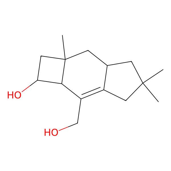 2D Structure of 2-(Hydroxymethyl)-6,10,10-trimethyltricyclo[6.3.0.03,6]undec-1-en-4-ol