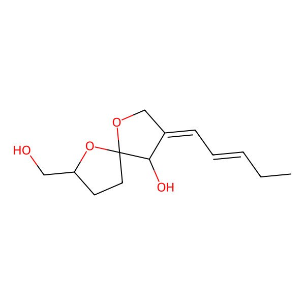 2D Structure of 2-(Hydroxymethyl)-8-pent-2-enylidene-1,6-dioxaspiro[4.4]nonan-9-ol
