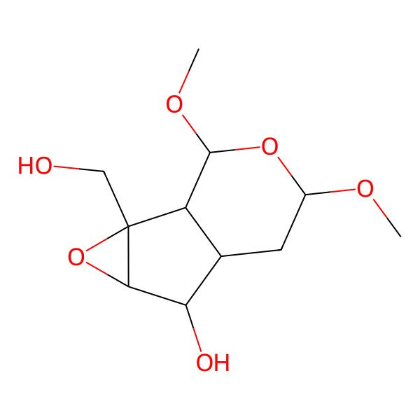 2D Structure of 2-(Hydroxymethyl)-8,10-dimethoxy-3,9-dioxatricyclo[4.4.0.02,4]decan-5-ol