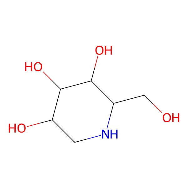 2D Structure of 2-(Hydroxymethyl)piperidine-3,4,5-triol 2D Structure of 2-(Hydroxymethyl)piperidine-3,4,5-triol