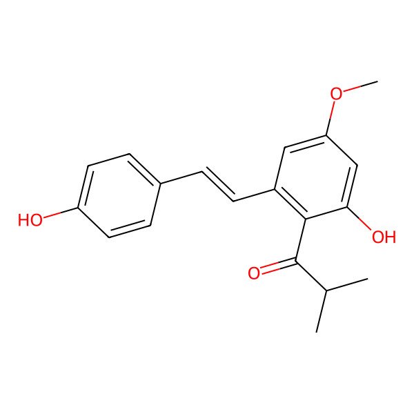 2D Structure of 2-Isobutyryl-5-methoxystilbene-3,4'-diol