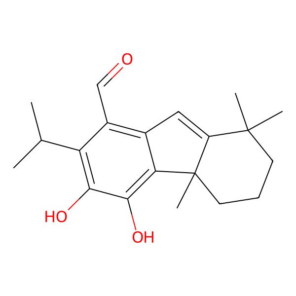 2D Structure of 3,4-dihydroxy-4b,8,8-trimethyl-2-propan-2-yl-6,7-dihydro-5H-fluorene-1-carbaldehyde