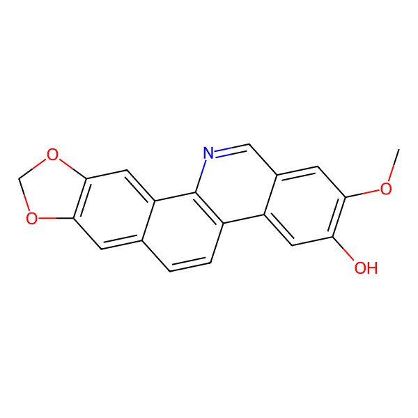 2D Structure of 2-Methoxy-[1,3]benzodioxolo[5,6-c]phenanthridin-3-ol