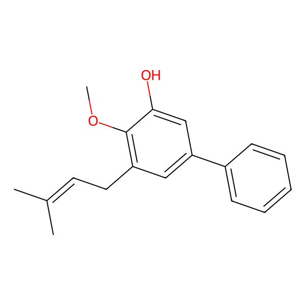 2D Structure of 2-Methoxy-3-(3-methylbut-2-enyl)-5-phenylphenol