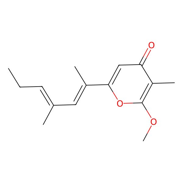 2D Structure of 2-Methoxy-3-methyl-6-[(1E,3E)-1,3-dimethyl-1,3-hexadienyl]-4H-pyran-4-one