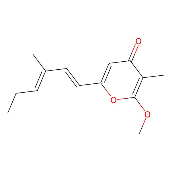 2D Structure of 2-Methoxy-3-methyl-6-(3-methylhexa-1,3-dienyl)pyran-4-one