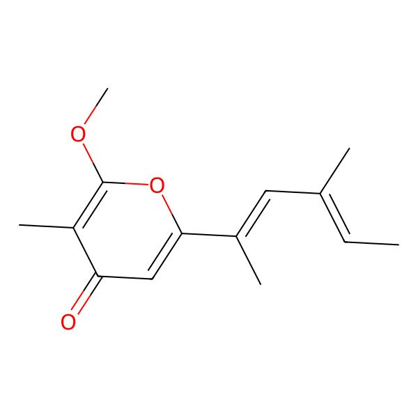 2D Structure of 2-Methoxy-3-methyl-6-(4-methylhexa-2,4-dien-2-yl)pyran-4-one