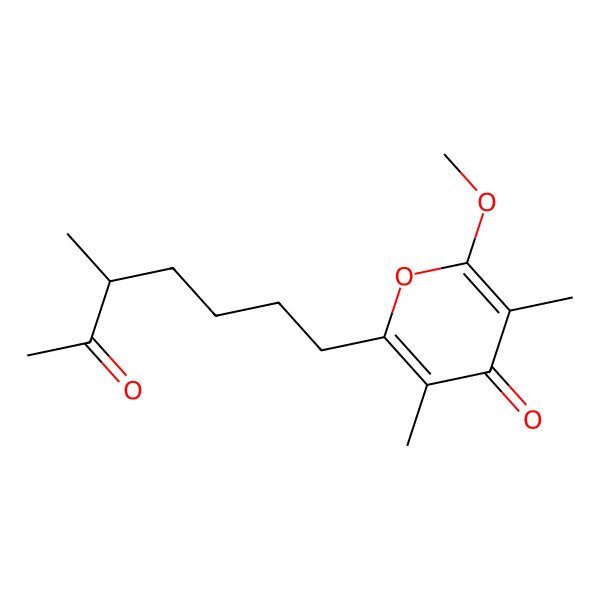 2D Structure of 2-methoxy-3,5-dimethyl-6-[(5R)-5-methyl-6-oxoheptyl]pyran-4-one