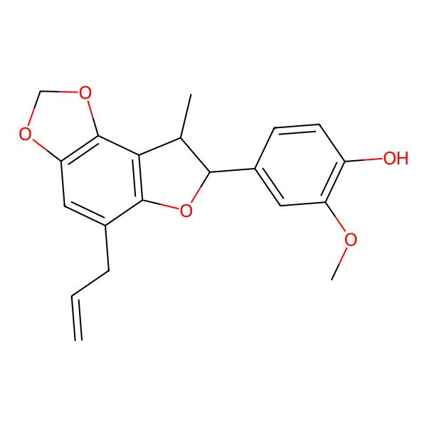 2D Structure of 2-Methoxy-4-(8-methyl-5-prop-2-enyl-7,8-dihydrofuro[2,3-g][1,3]benzodioxol-7-yl)phenol