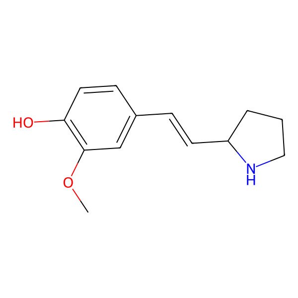2D Structure of 2-methoxy-4-[(E)-2-pyrrolidin-2-ylethenyl]phenol
