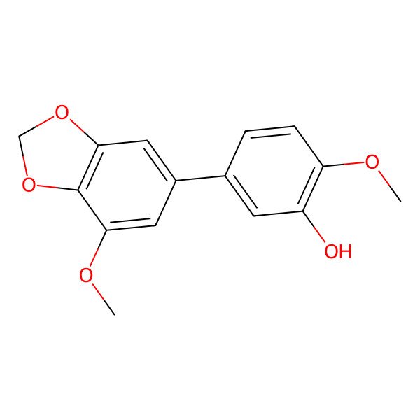 2D Structure of 2-Methoxy-5-(7-methoxy-2H-1,3-benzodioxol-5-yl)phenol 2D Structure of 2-Methoxy-5-(7-methoxy-2H-1,3-benzodioxol-5-yl)phenol