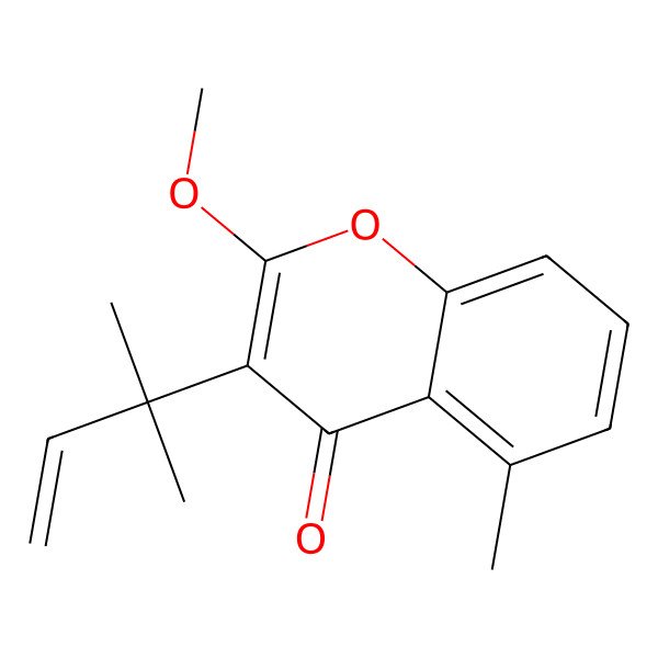 2D Structure of 2-Methoxy-5-methyl-3-(2-methylbut-3-en-2-yl)chromen-4-one