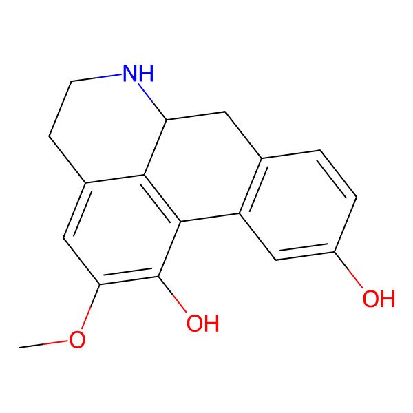 2D Structure of 2-methoxy-5,6,6a,7-tetrahydro-4H-dibenzo[de,g]quinoline-1,10-diol