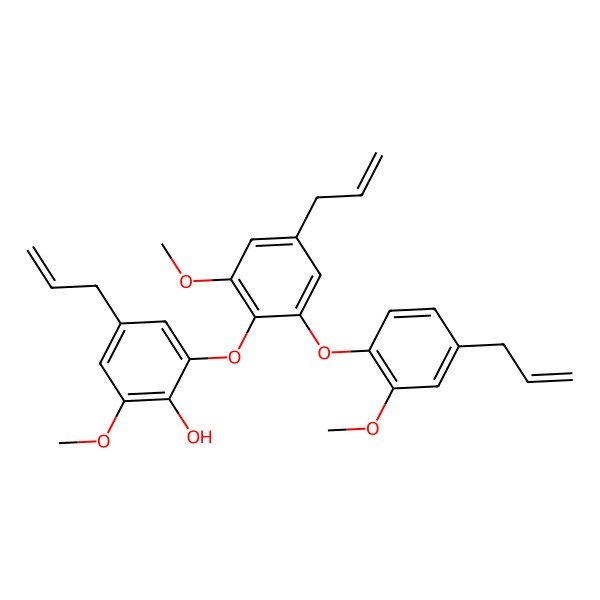 2D Structure of 2-Methoxy-6-[2-methoxy-6-(2-methoxy-4-prop-2-enylphenoxy)-4-prop-2-enylphenoxy]-4-prop-2-enylphenol