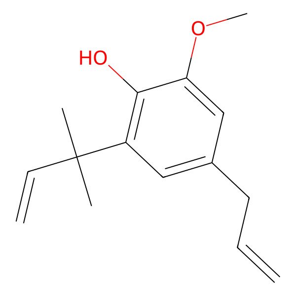 2D Structure of 2-Methoxy-6-(2-methylbut-3-en-2-yl)-4-prop-2-enylphenol