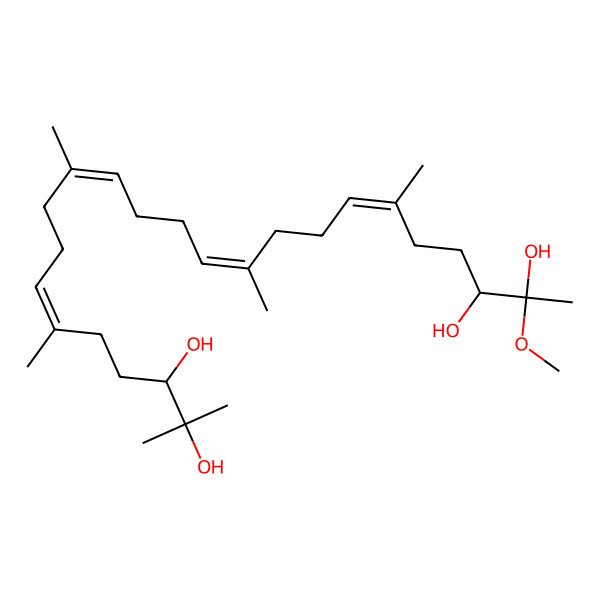 2D Structure of 2-Methoxy-6,10,15,19,23-pentamethyltetracosa-6,10,14,18-tetraene-2,3,22,23-tetrol