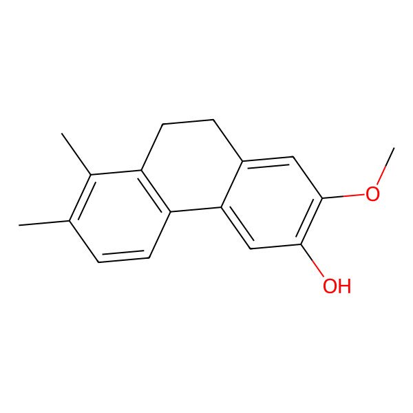 2D Structure of 9,10-Dihydro-2-methoxy-7,8-dimethylphenanthren-3-ol