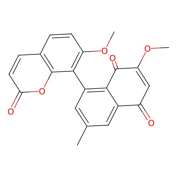 2D Structure of 2-Methoxy-8-(7-methoxy-2-oxochromen-8-yl)-6-methylnaphthalene-1,4-dione