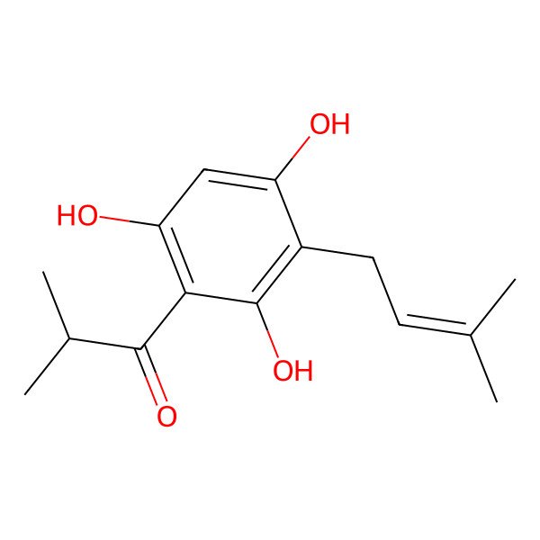 2D Structure of 2-Methyl-1-[2,4,6-trihydroxy-3-(3-methyl-2-butenyl)phenyl]-1-propanone