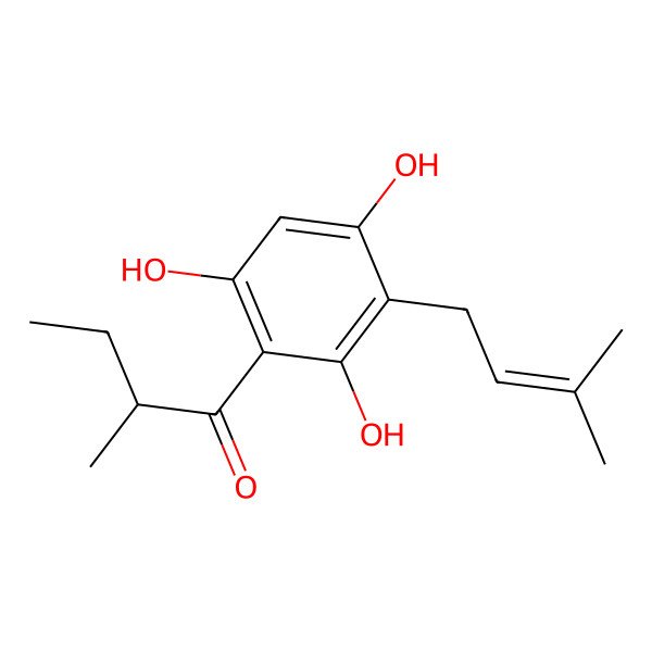 2D Structure of 2-Methyl-1-[2,4,6-trihydroxy-3-(3-methylbut-2-en-1-yl)phenyl]butan-1-one